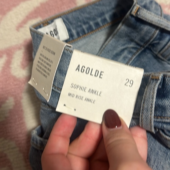 NWT AGOLDE - SOPHIE MID RISE ANKLE in Coastal - Picture 12 of 12